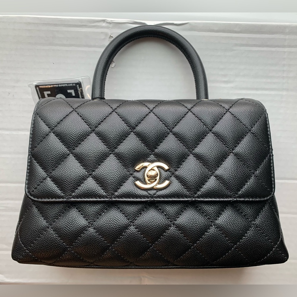 Chanel Black Caviar Small Timeless Tote with Gold Accents